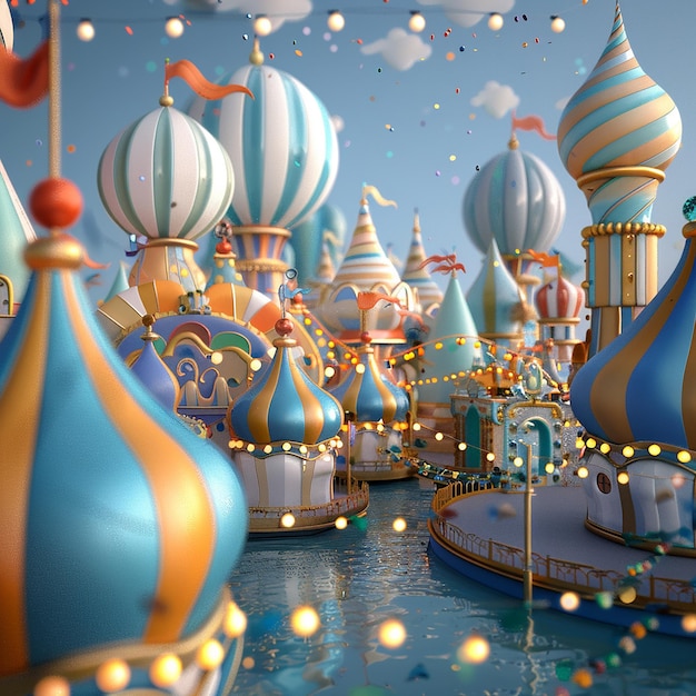 3d rendered carnival decorations