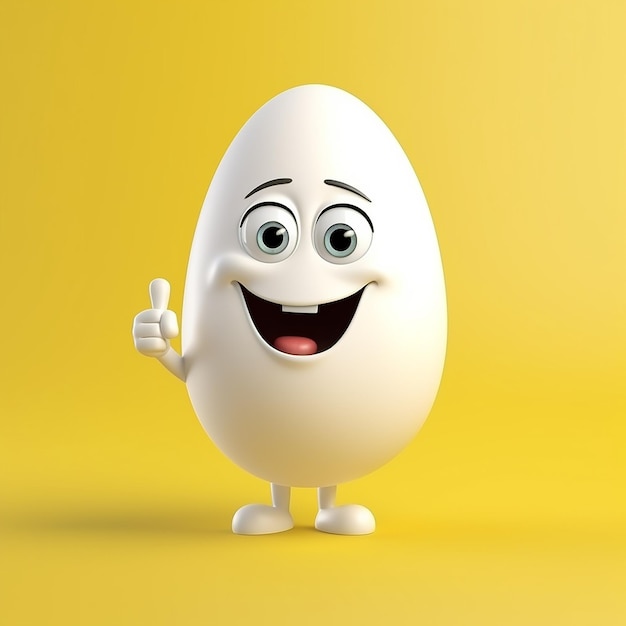 Photo 3d rendered cartoon character egg illustration made with generative ai