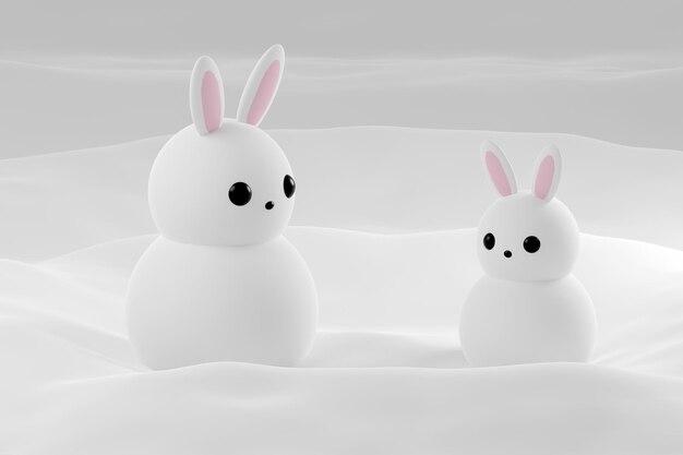 3D рендеринг персонажа мультфильма серый кролик на синем фоне 3d рендеринг иллюстрации