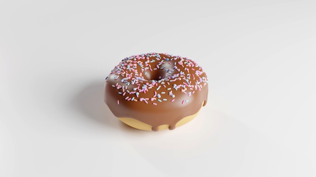 Photo 3d rendered cartoon donuts white background