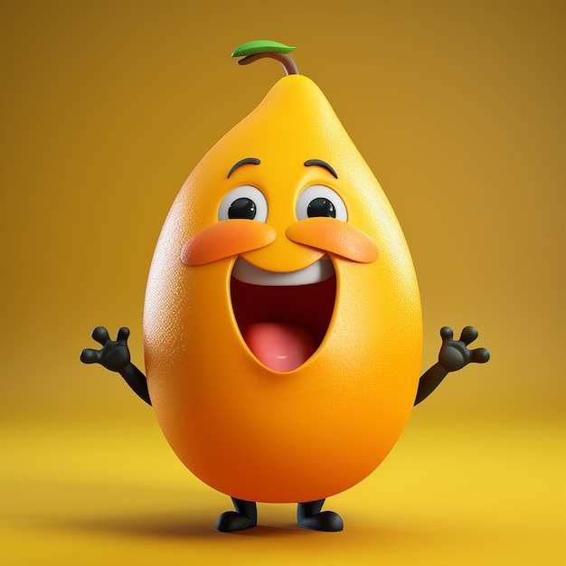 3d rendered cartoonist mango happy