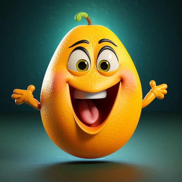 3d rendered cartoonist mango happy