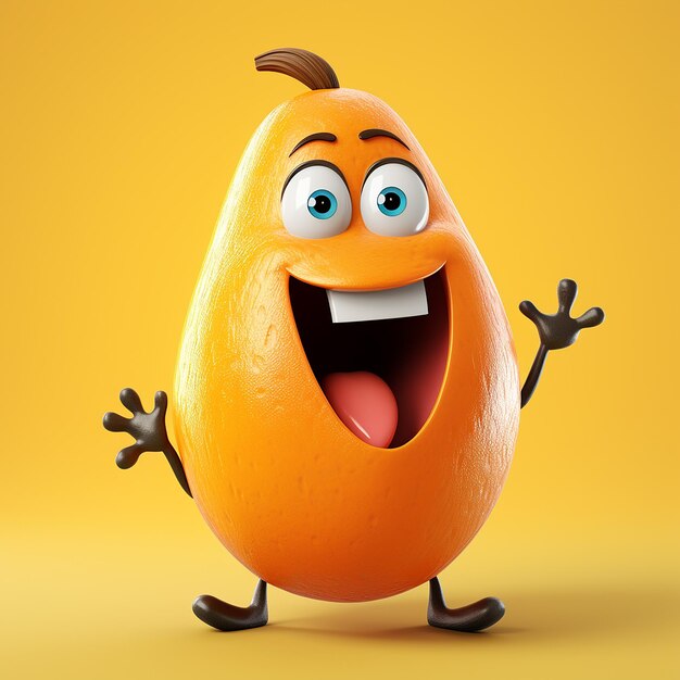 3d rendered cartoonist mango happy