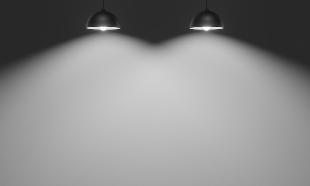 3D rendered ceiling lamps with cement wall background