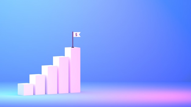 Il grafico reso 3d aumenta la crescita dei profitti aziendali verso il successo