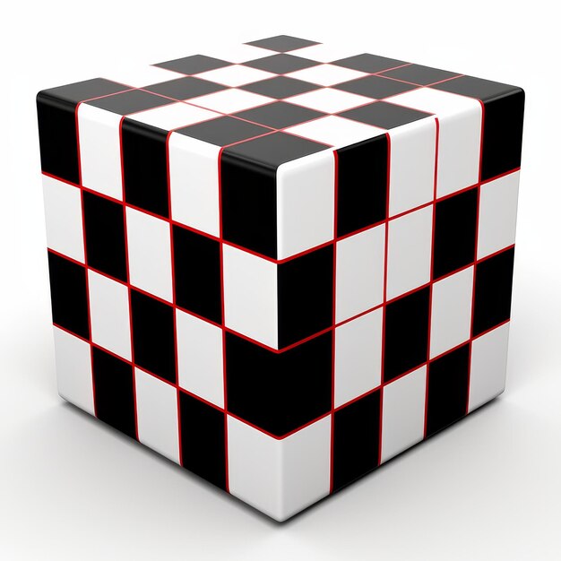 3D rendered checkered cube isolated on white