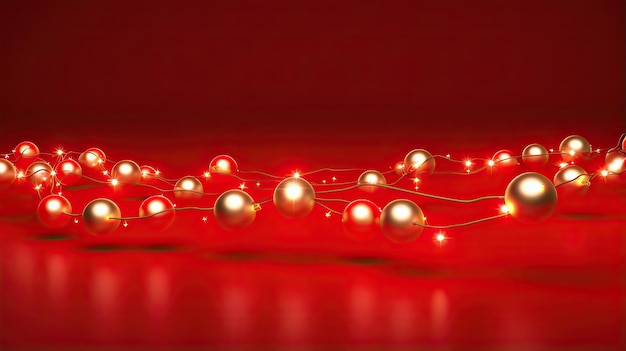 3D-рендеринг рождественских украшений, изолированных на красном фоне.