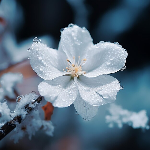 Photo 3d rendered closeup of winter drifting snowflakes