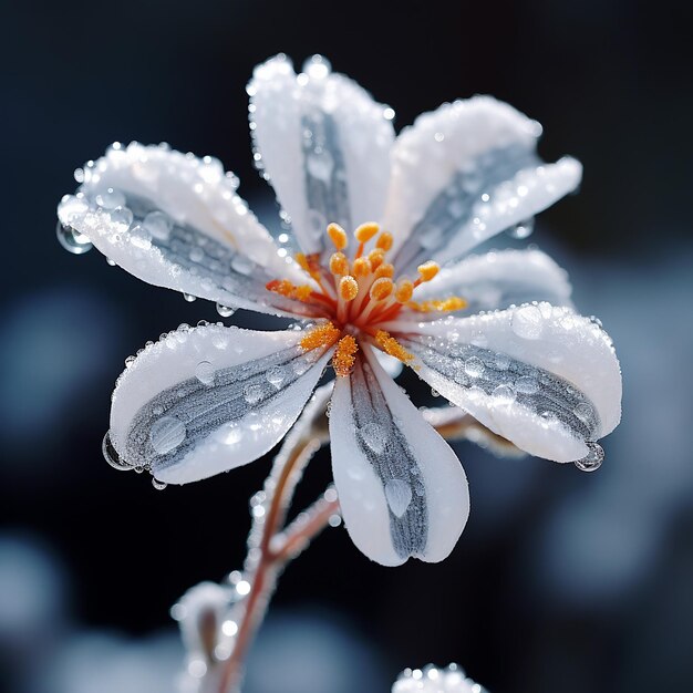 Photo 3d rendered closeup of winter drifting snowflakes