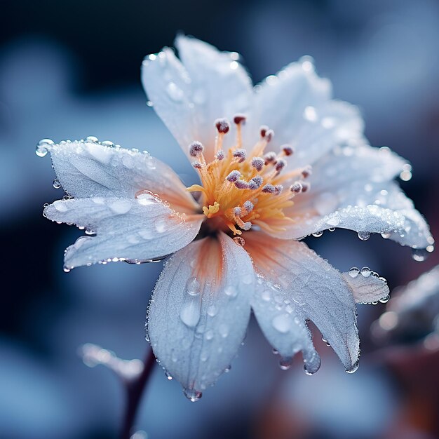 Foto rendering 3d di primo piano di fiocchi di neve che galleggiano in inverno