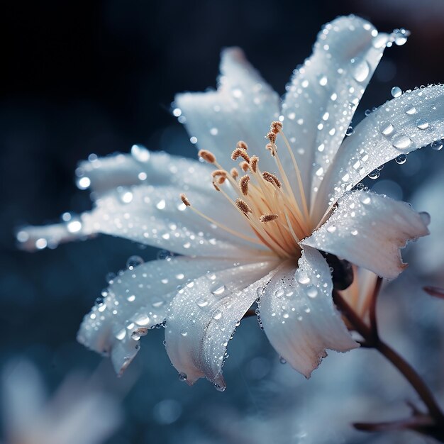 Foto rendering 3d di primo piano di fiocchi di neve che galleggiano in inverno