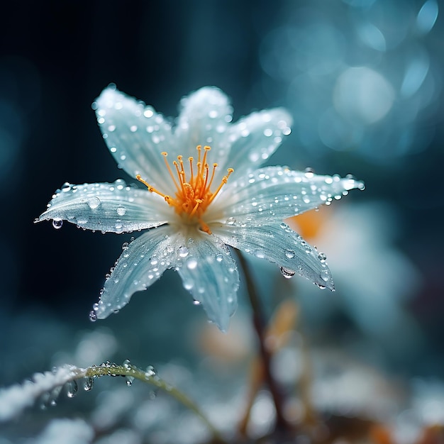 Foto rendering 3d di primo piano di fiocchi di neve che galleggiano in inverno