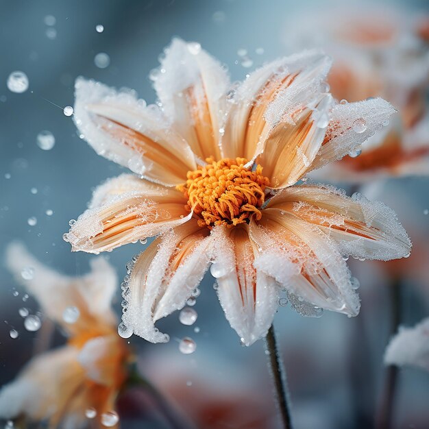 Foto rendering 3d di primo piano di fiocchi di neve che galleggiano in inverno