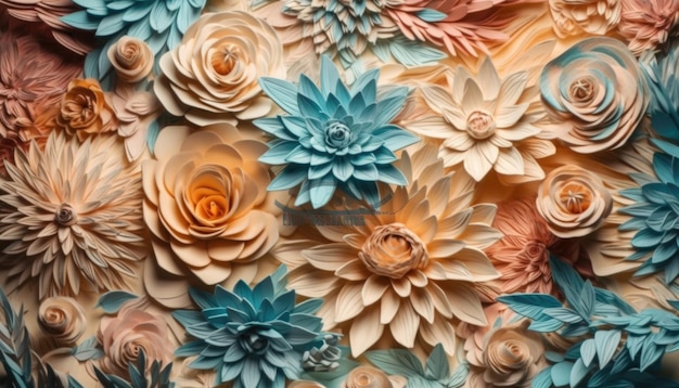 3d rendered colorful 3d flowers Creative Ai