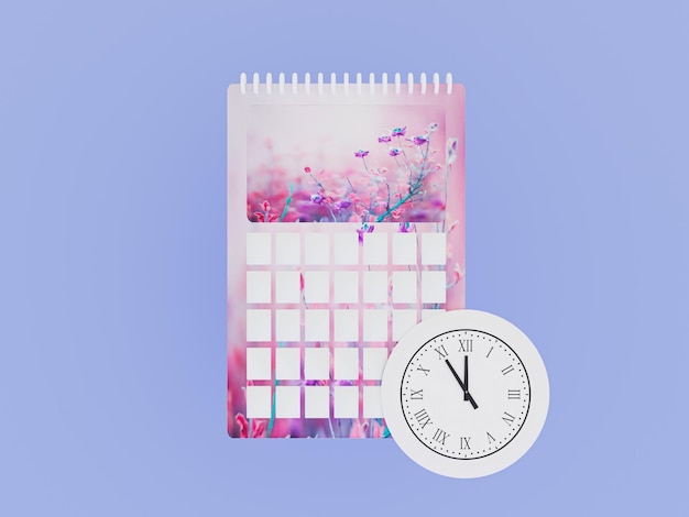 3D-rendered colorful blank calendar icon.