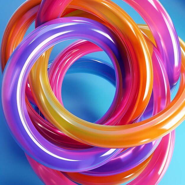 Photo 3d rendered a colorful gradient wire pool tube closeup