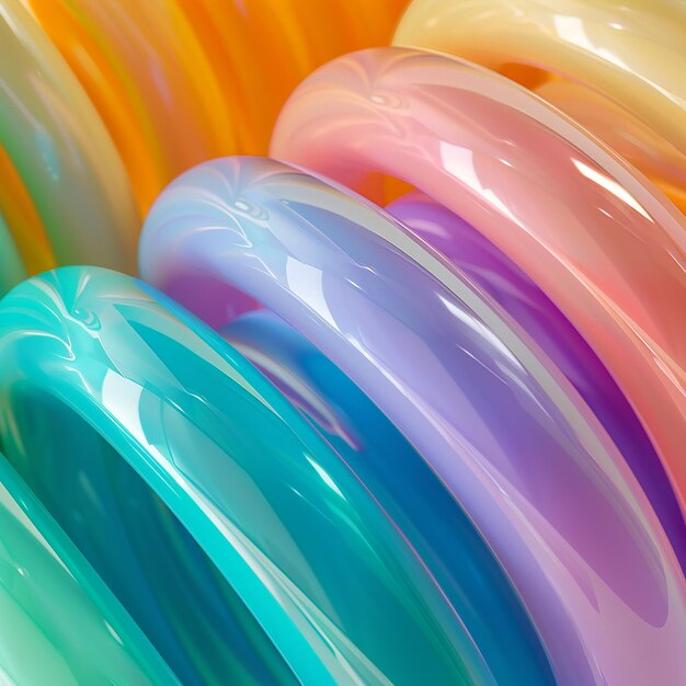 Photo 3d rendered a colorful gradient wire pool tube closeup