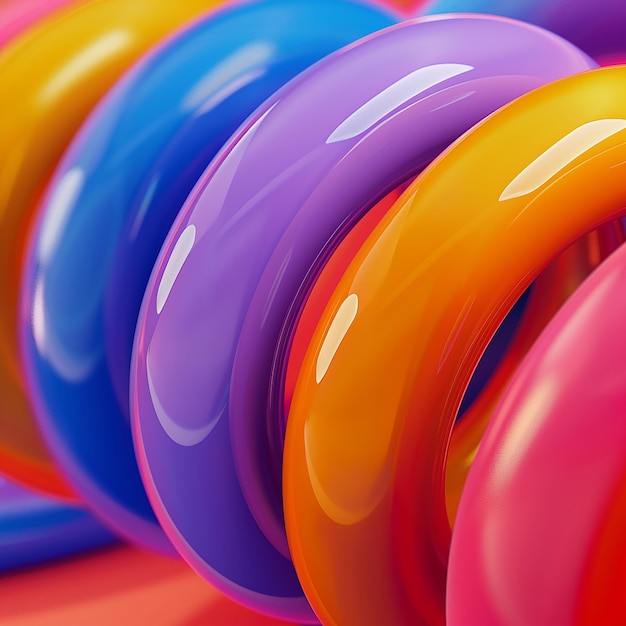 Photo 3d rendered a colorful gradient wire pool tube closeup
