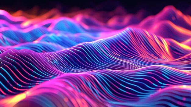 3d rendered colorful neon waves