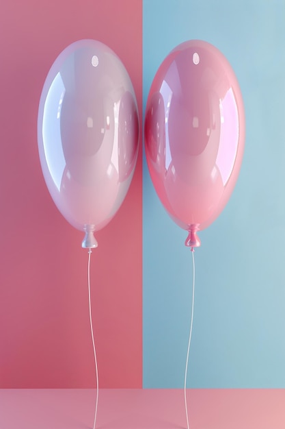 3D 렌더링 상업적 이미지 성별을 밝히기 위해 풍선과 평평한 배경