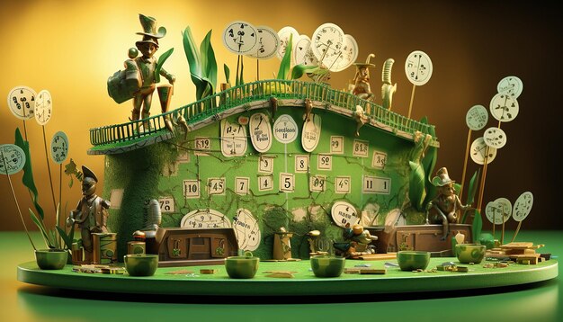 A 3D rendered countdown calendar to St Patricks Day