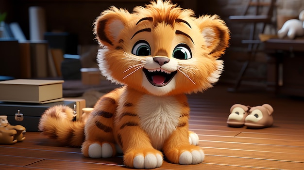 3d rendered cute cartoon tiger design