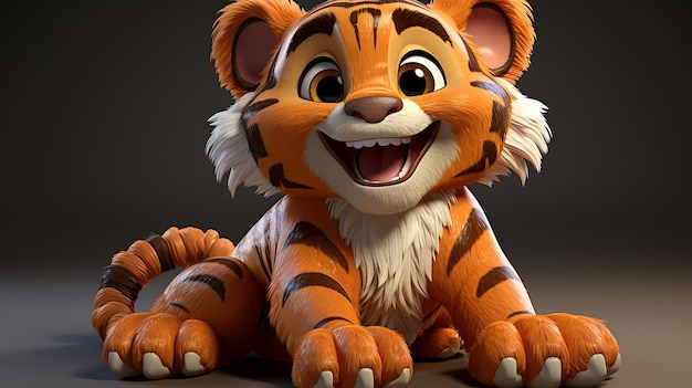 3d rendered cute cartoon tiger design