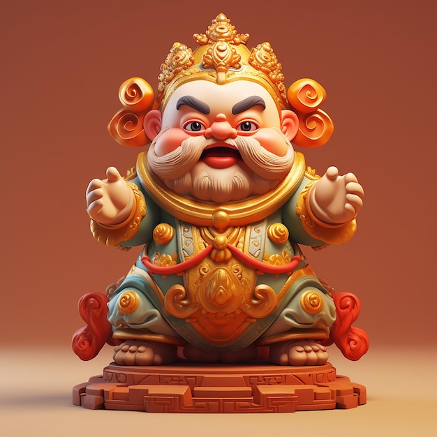 Photo 3d rendered a cute chinese god of wealth