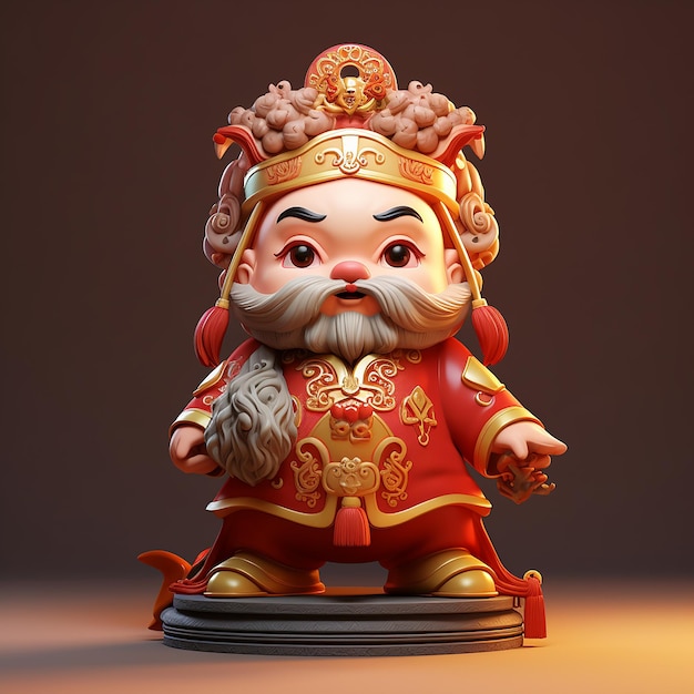 3D rendered a Cute Chinese God of wealth