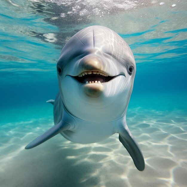 3d rendered cute dolphin portrait looking into your eye