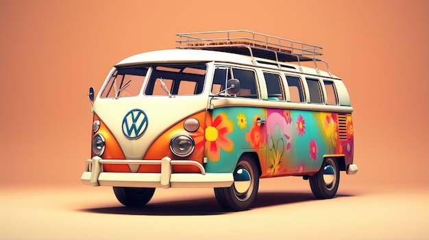 3D rendered cute groovy character isolated