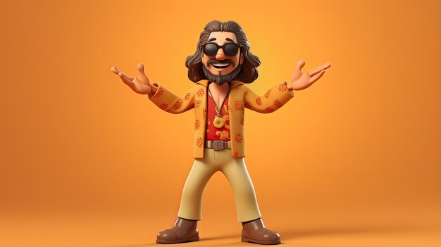 3d rendered cute groovy character isolated