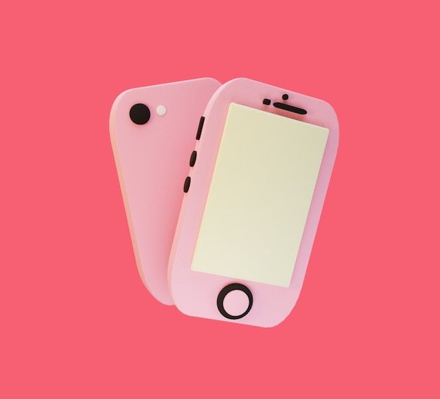 3D rendered cute pink phone