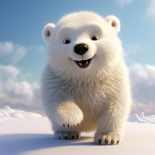 写真 3d レンダリングの愛らしい北極クマのアニメ