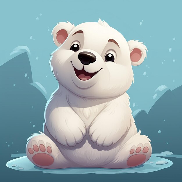 Photo 3d rendered cute polar bear cartoon