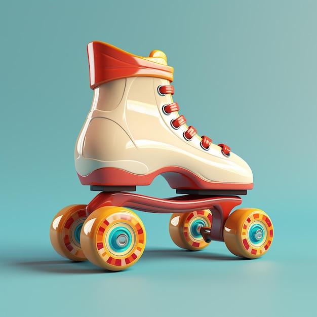 3d rendered cute roller skate on solid background