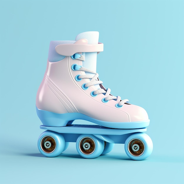 3d rendered cute roller skate on solid background