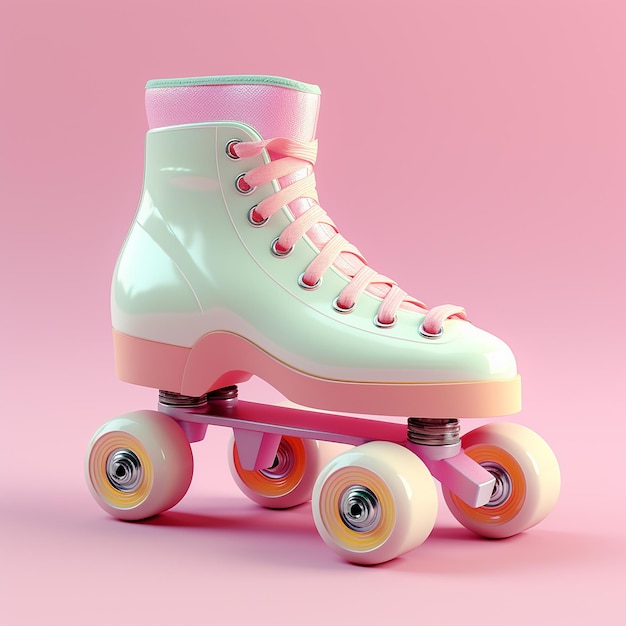 Photo 3d rendered cute roller skate on solid background