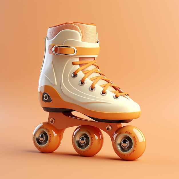 3d rendered cute roller skate on solid background