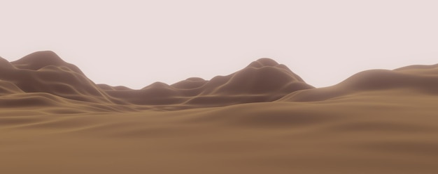 3D rendered desert topography Brown terrain