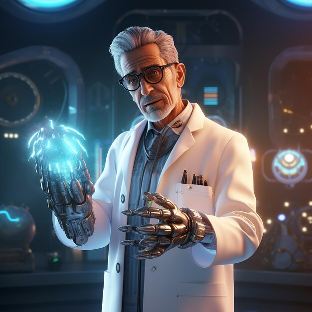 Photo 3d rendered doctor from the future concept