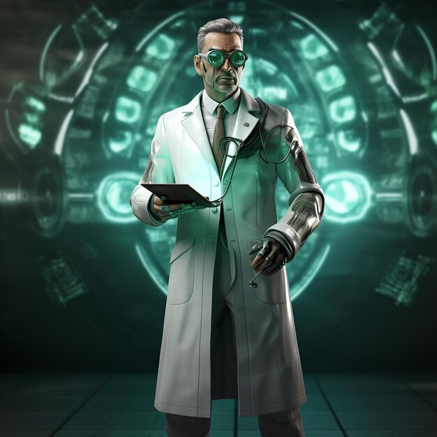3d rendered doctor from the future concept