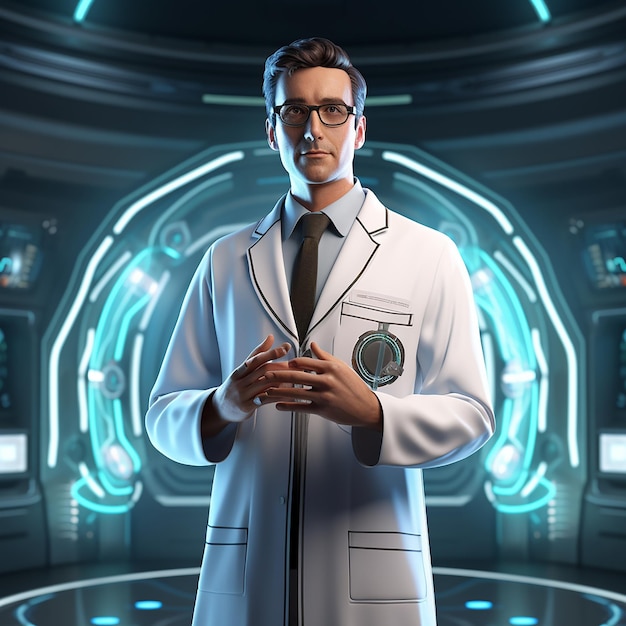 Photo 3d rendered doctor from the future concept