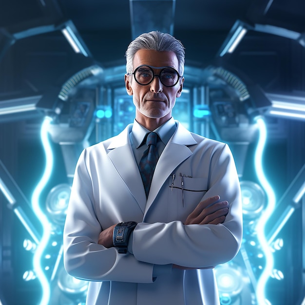 Photo 3d rendered doctor from the future concept