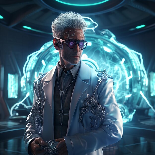 Photo 3d rendered doctor from the future concept