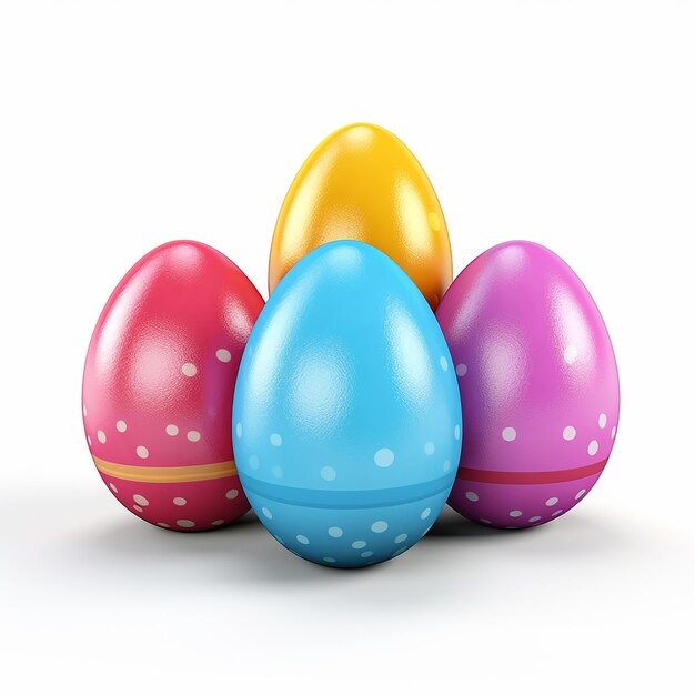 Photo 3d rendered easter colorful eggs isolated on a white background