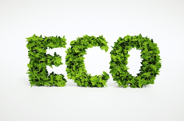 3d rendered ecological image of text, which is composed of many leaves