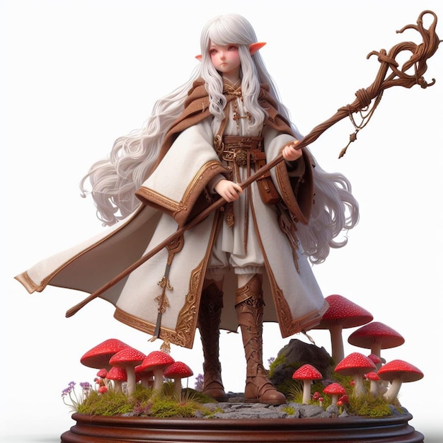 Photo a 3d rendered elf girl on top of a master platform