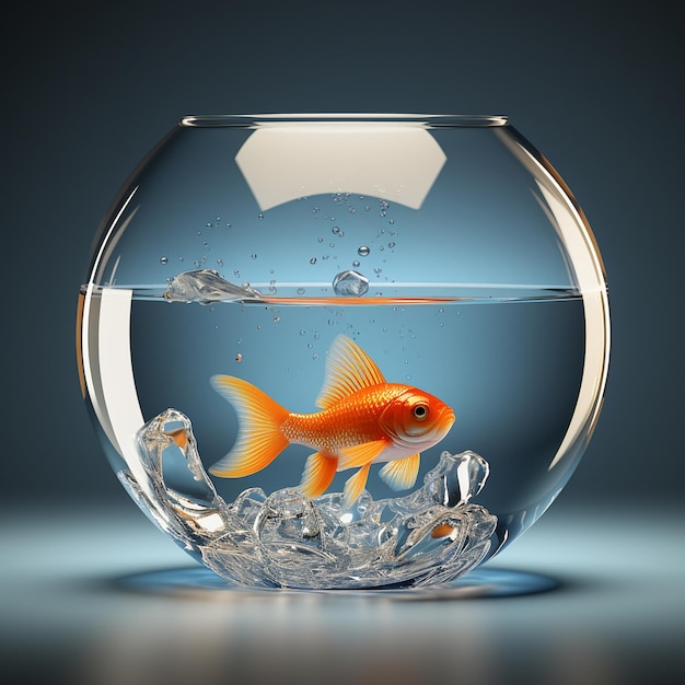 Photo 3d rendered a fish bowl with goldfish in it