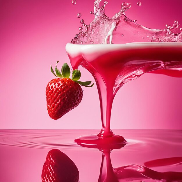 3d rendered food illustration of a stawberry splash